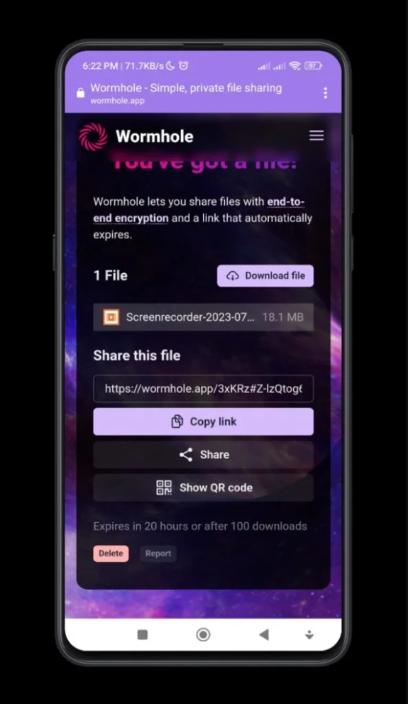 Wormhole — Share This File